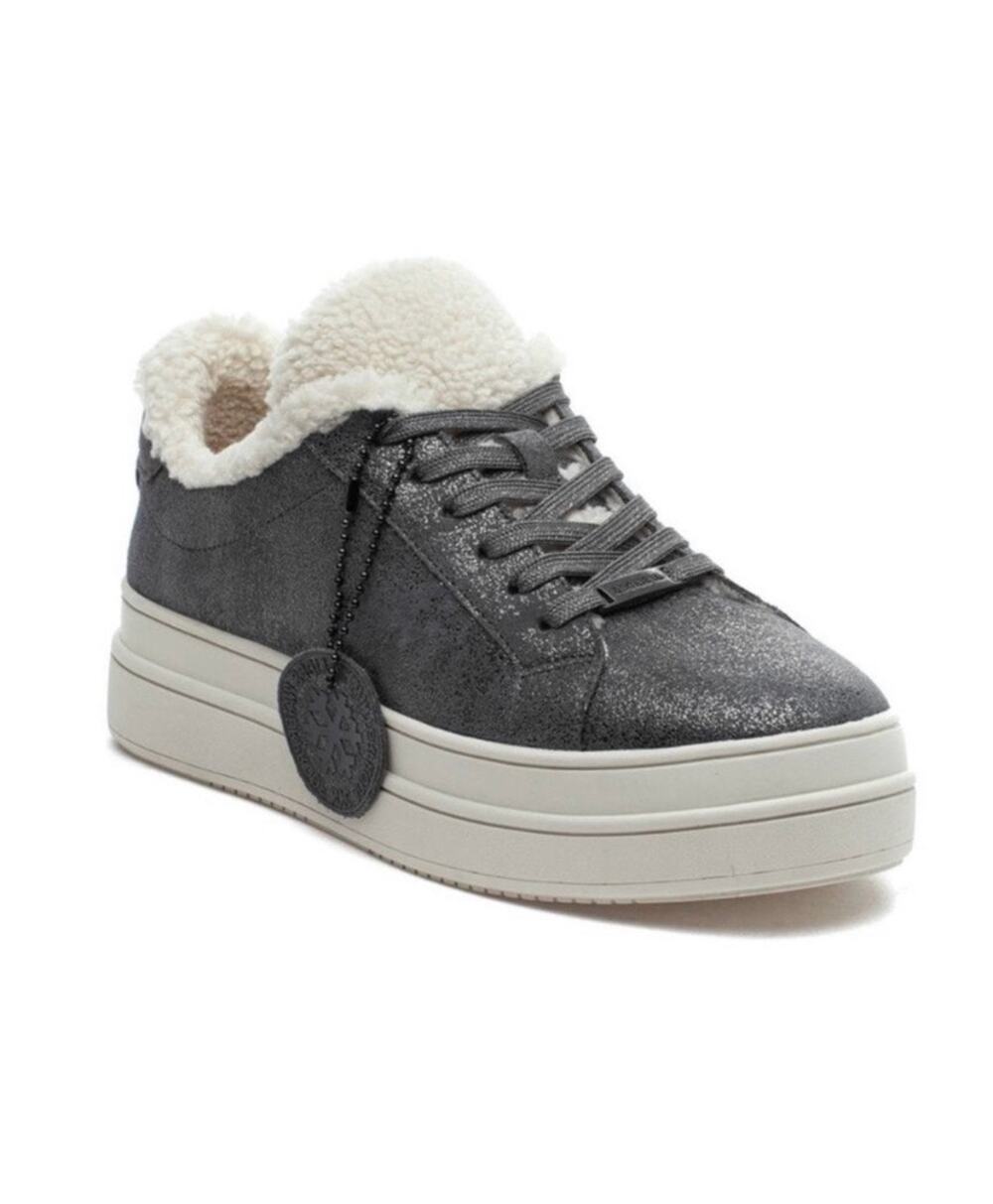 J/Slides Ninka Nunka Waterproof Platform Shearing Sneaker Grey Pewter Suede 11